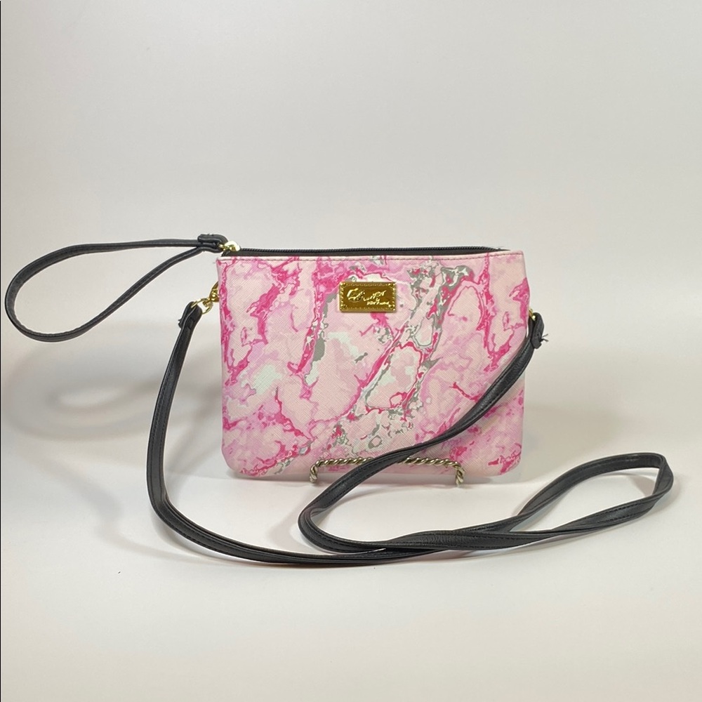 Betsy Johnson Pink Marble Crossbody Bag